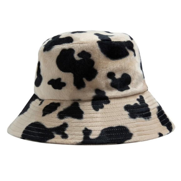 INSIGHT faux fur cowprint bucket hat NWT - Picture 2 of 10